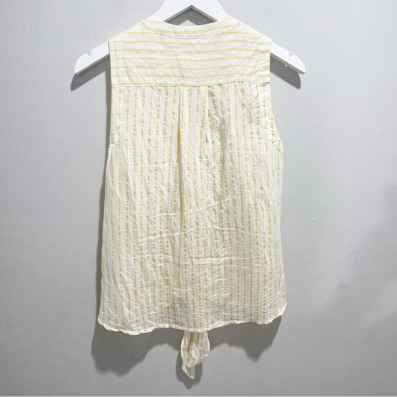 ANTHROPOLOGIE MAEVE Women’s Yellow White Stripe Sleeveless Tie Front Top Size 4 - Picture 3 of 6